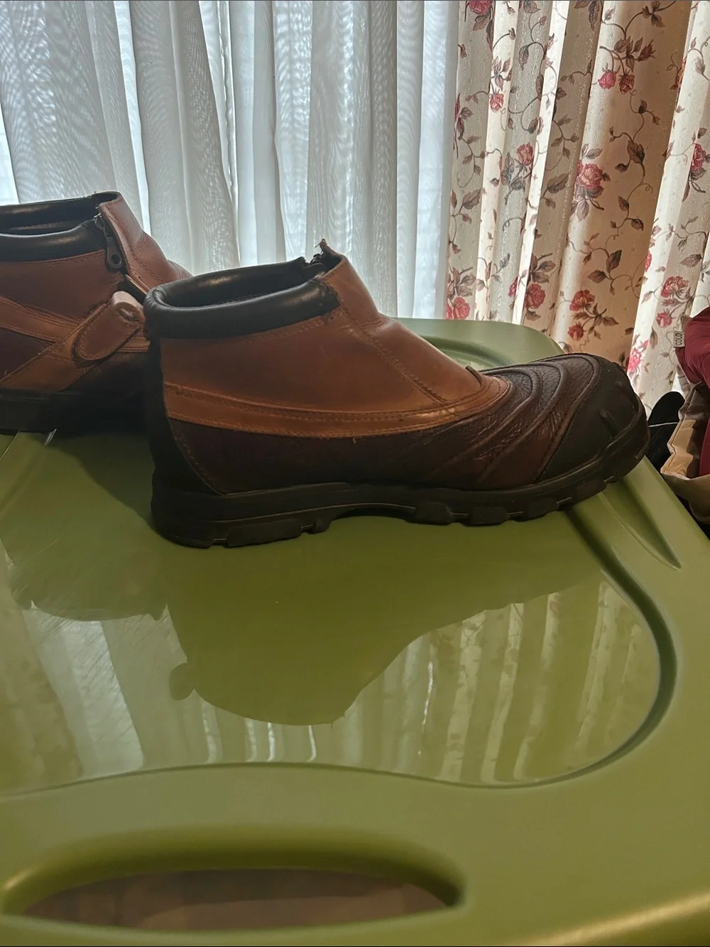 Polo by Ralph Lauren Brown Leather Men’s Rain & Snow Boots with Black Toe